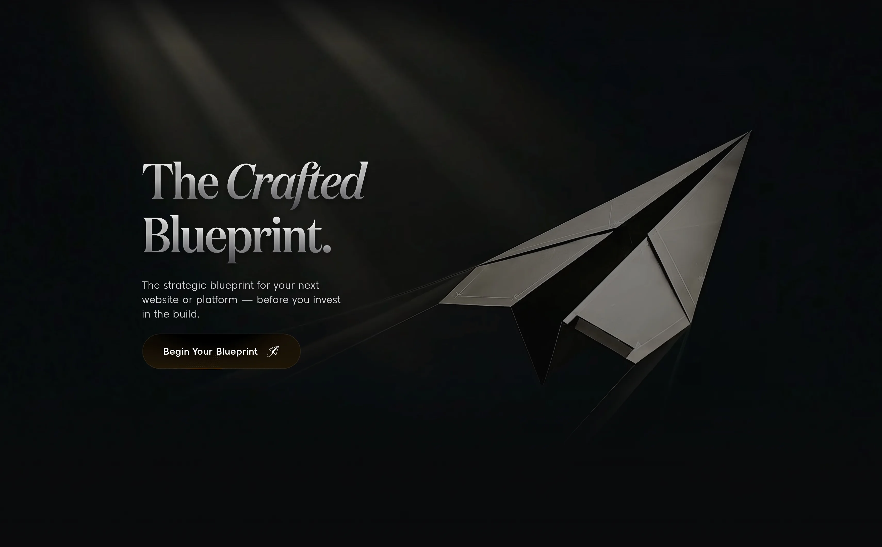 The Crafted Blueprint, my guided strategy diagnostic, opening on “The strategic blueprint for your next website or platform — before you invest in the build.”