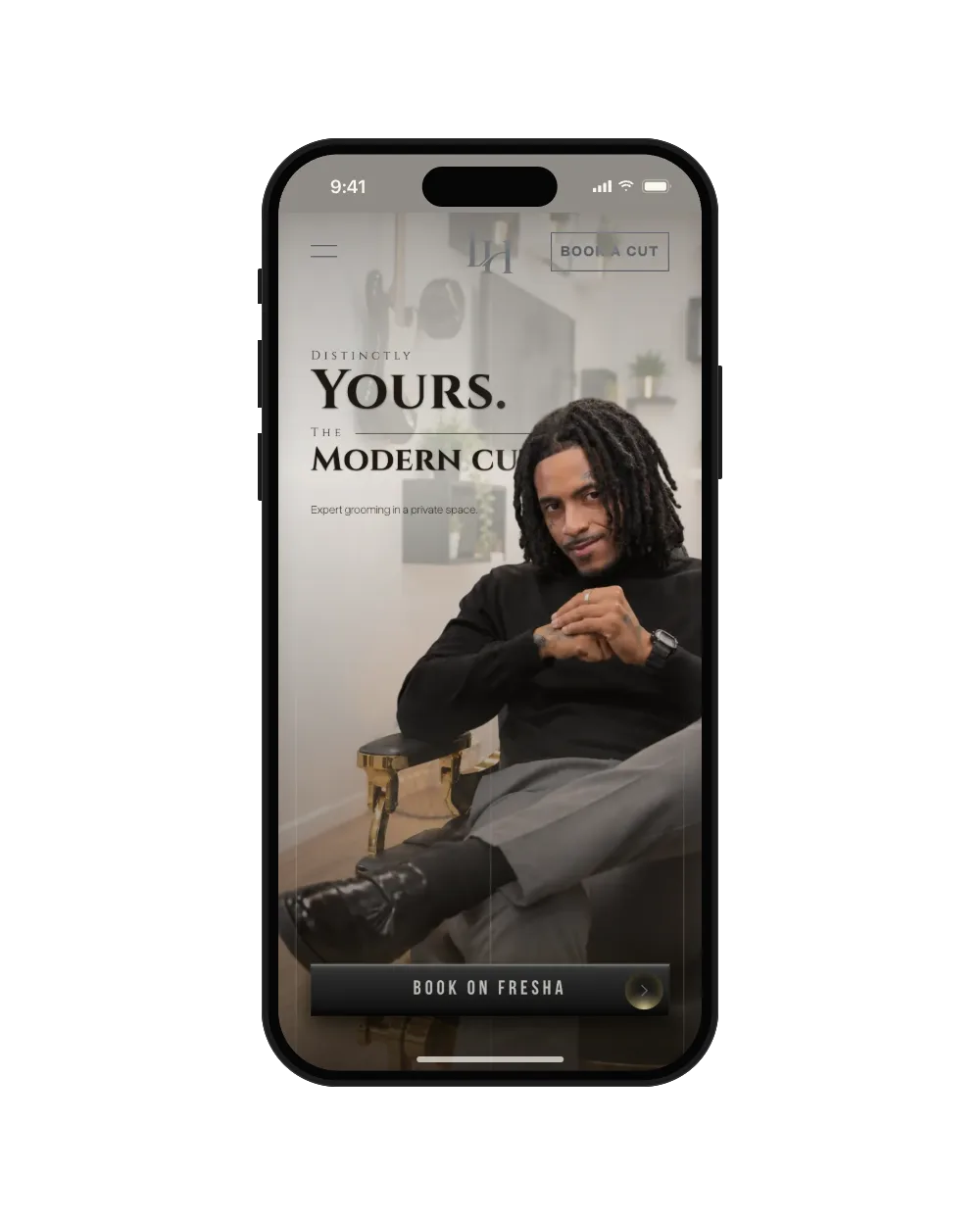 The hero on a phone