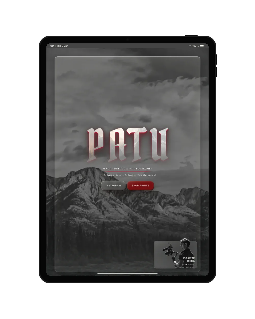 The same home page on a tablet