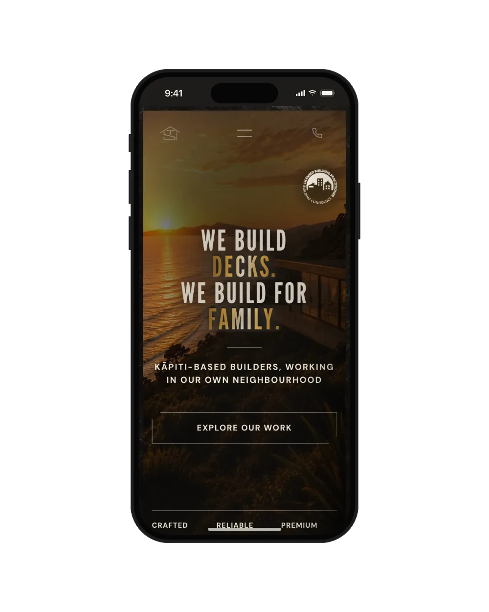 The home page on a phone
